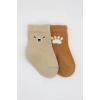 Bistyle Bear Penye Soket Çorap 2Li BS10116 Bej