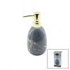 DİKEY TOMBUL GRİ MERMER DESEN SERAMİK SIVI SABUNLUK GOLD KAPAK (5250)