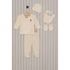 U.S.Polo Kız Bebek 5Li Zıbın Seti USB2107 Krem
