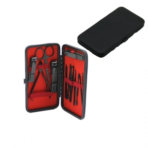 12 PCS - SİYAH MANİKÜR - PEDİKÜR SETİ SİYAH - CÜZDAN MODELİ ÇANTALI (5250)