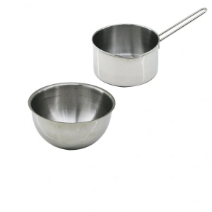 2PCS SET PASLANMAZ ÇELİK CHEFF SÜTLÜK - SOSLUK=14CM - DERİN KAP=17CM (5250)