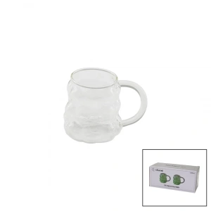 2PCS  ÜZÜM - KABARCIKLI KULPLU CAM BARDAK TERMİSİL - ISIYA DAYANIKLI BOROSİLİKAT350ML (5250)