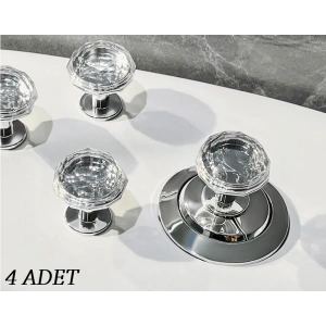 4 Adet Kristal Tasarımlı Çok Amaçlı Yapışkanlı Tutacak Buton