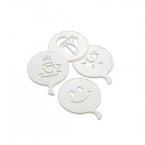 4 PCS SÜSLEME ŞABLONU PLASTİK KAHVE FİNCAN - YILDIZ - GÜLEN YÜZ - PALYAÇO (5250)