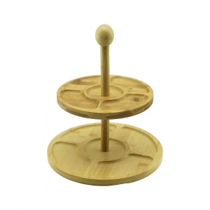 5 BÖLMELİ - YUVARLAK - 2 KATLI  AHŞAP BAMBU SUNUMLUK  ÇAP: 19.5CM -- 24.5CM (5250)