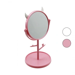 6 İNÇ  - 15CM YUVARLAK - BOYNUZLUTAKI ASKILIKLI MAKYAJ AYNASI RENKLİ PLASTİK TAKILIK SEPETLİ=15CM (5250)