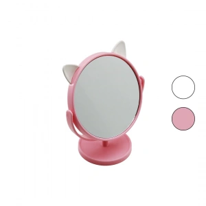 6 İNÇ  - 15CM - YUVARLAK KULAKLI RENKLİ PLASTİK MAKYAJ AYNASI AYAKLI (5250)