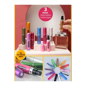 3 Adet Taşınabilir Cep Parfüm Şişesi Doldurma Atomizer Çantalık Dolabilir Mini Şişe 5ml