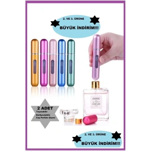 2adet Parfüm Şişesinden Dolabilir Yedek Cep Parfüm Şişesi, Seyahat Tipi Mini Sprey Şişe