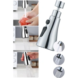 Main Shop 3 Fonksiyonlu Metalik Musluk Başlığı Paslanmaz Metalik Musluk Başlığı Oynar Başlıklı M-118