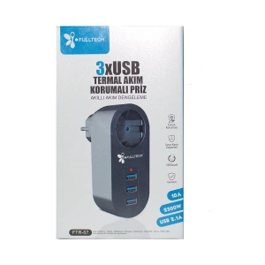 Akım Korumalı Tekli Priz - Akıllı Akım Dengeleme - 3xusb - Isıya Karşı Dayanıklı (5250)