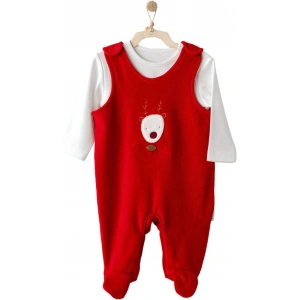 Andywawa AC25339 Happy Newyear Kadife Bebek Tulum Takım Red