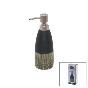 ANTRASİT GRİ - KREM MAT DESEN SERAMİK SIVI SABUNLUK (5250)