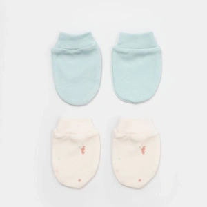 Bibaby Biorganic Save The Seahorse 2Li Bebek Eldiven 72232 Bej-Mint