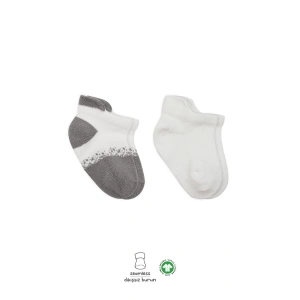 Bistyle 2Li Penye Sneakers Çorap BS20105 Ekru Gri