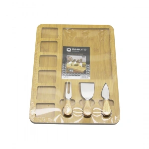 DİKDÖRTGEN  6+1 BÖLMELİ   MDF  KAHVALTI PEYNİR SUNUM PANOSU 3 BIÇAK=AHŞAP SAP 30X39.5CM (5250)