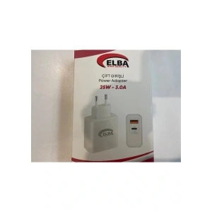 ELBA ELB15 25W 3.0A Usb-A To Usb-C Çift Girişli Hızlı Şarj Akım Koruma Isıya Dayanıklı EV Şarj Kafa