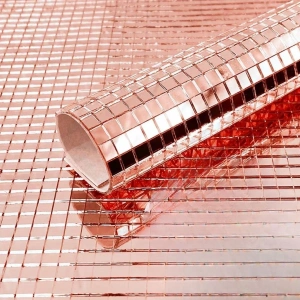 Kare Bronz Cam Mozaik Fayans Çıkartmaları El İşi Kare Cam Fayans Kendinden Yapışkanlı Aynalı Dekor Panel 30x30 Cm (5250)