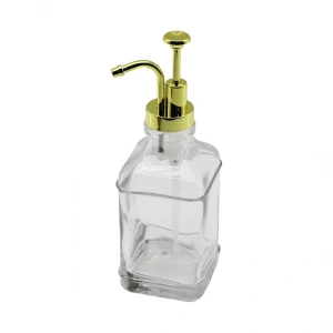 KARE CAM ŞİŞE - ŞEFFAF SIVI SABUNLUK 500ML POMPA - MUSLUK AYRIK MODEL BAŞLI (5250)