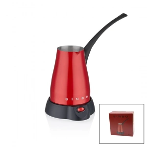 KIRMIZI ELEKTİRKLİ CEZVE TÜRK KAHVE MAKİNESİ 5 FİNCAN - 400ML HAZNE PASLANMAZ ÇELİK 360 DERECE DÖNEBİLME SCM-2960 (5250)