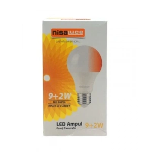 NİSALUCE EAMP-074/BK 9+2W E27 BEYAZ-KIRMIZI LED AMPUL (5250)