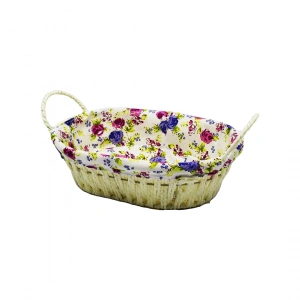 OVAL RENKLİ BEZLİ HASIR EKMEK SEPETİ (5250)