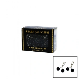 SİYAH 100 PARÇA  EŞARP BAŞÖRTÜ - ŞAL KLİPSİ (5250)