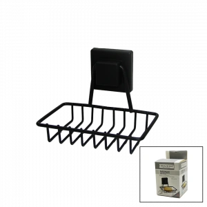 SİYAH - METAL KATI SABUNLUK KARE GÜÇLÜ YAPIŞKANLI 11X12.5X11CM (5250)