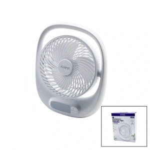 USB 7 İNÇ- 20CM MASA ÜSTÜ FAN VANTİLATÖR IŞIKLI 5W 180 DERECE 3 KADEME HIZ - 3 PERVANE STAND=24.8X30.5X8CM AUFN-01 (5250)