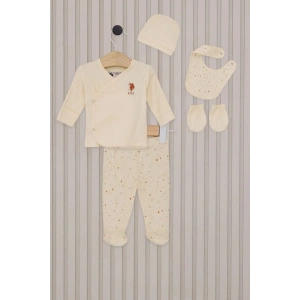 U.S.Polo Kız Bebek 5Li Zıbın Seti USB2107 Krem