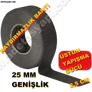 25 METRE - SİYAH Kaydırmaz Bant 2,5Cm