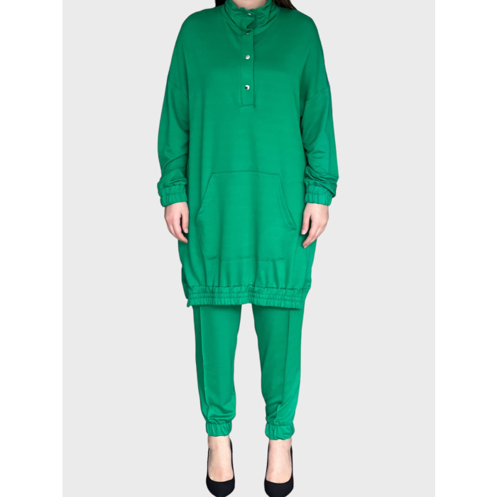 Silk Combed Green Tracksuit Set