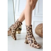 Birta Leopar Cilt Streç Topuklu Bot