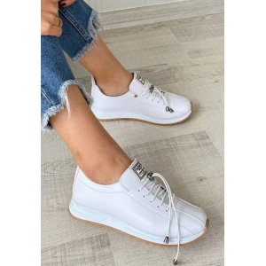 Monya Beyaz Cilt Bağcıklı Spor Ayakkabı