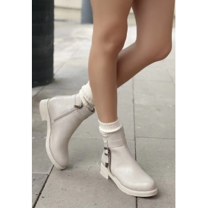 Wiota Bej Cilt Topuklu Bot