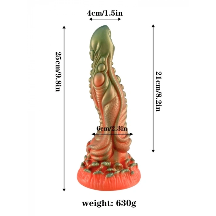 25 CM Kırmızı Yeşil Canavar Dildo – Özel Tasarım