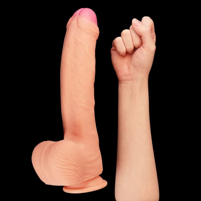 28 CM Yumuşak Dokulu Çift Katmanlı Realistik Dildo – Vantuzlu