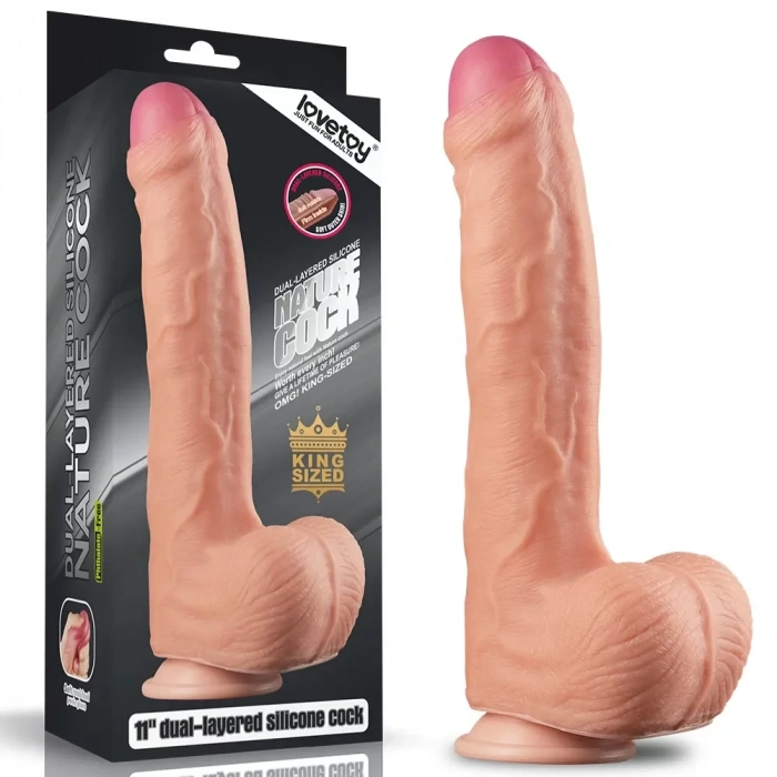 28 CM Yumuşak Dokulu Çift Katmanlı Realistik Dildo – Vantuzlu