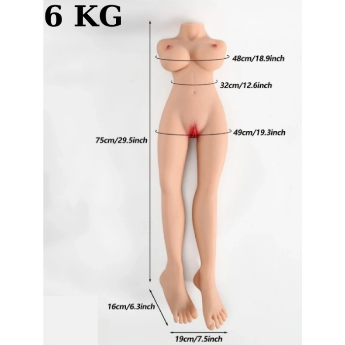 Gerçekçi Kadın Yarım Vücut Mastürbatör 6 Kg Tam Bacaklı Premium Model