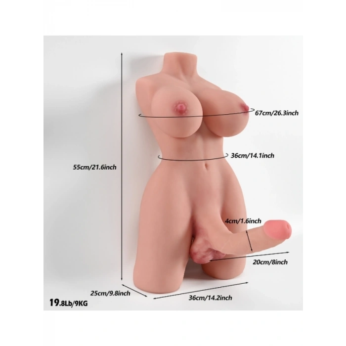 Gerçekçi 9 Kg Trans Yarım Vücut Mastürbatör – Penis Detaylı, TPE Premium Model