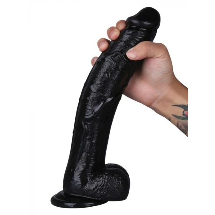 32 cm Siyah Dildo + Strapon Kemer + 50 ml Kayganlaştırıcı Jel Seti
