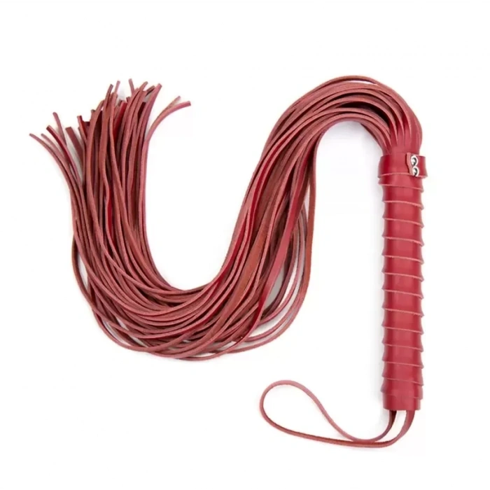 Deri Kırbaç Siyah & Kırmızı 50 cm Flogger Bondage Aksesuar