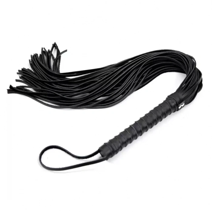 Deri Kırbaç Siyah & Kırmızı 50 cm Flogger Bondage Aksesuar