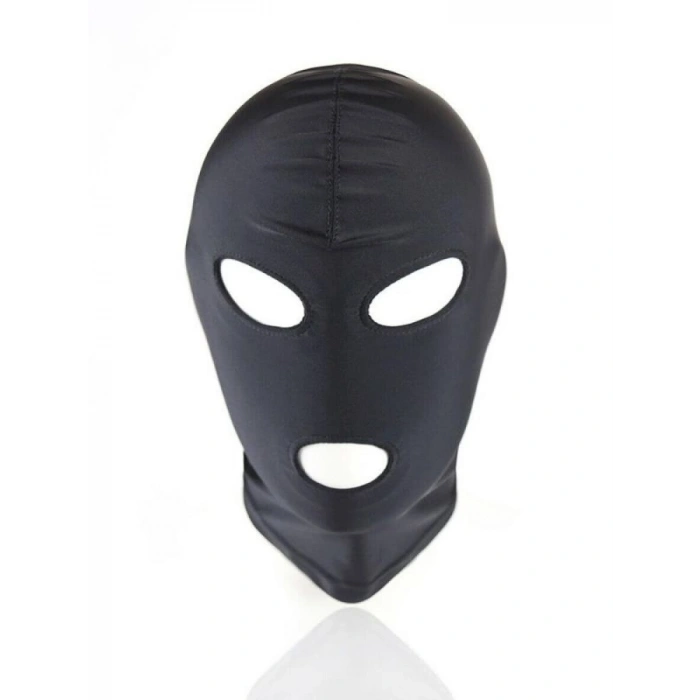 Tam Yüz Bondage Maske 3 Delikli Siyah Hood