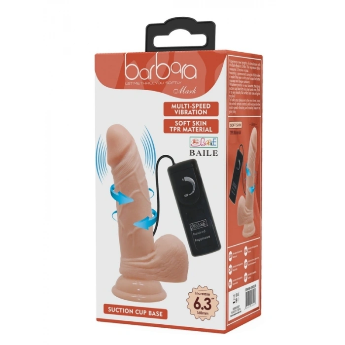 Vantuzlu Titreşimli Vibratör 16 cm Kablolu Kumandalı – Barbara 6.3 İnç Model