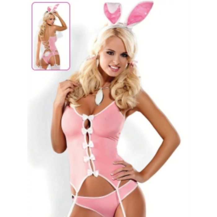 Tavşan Kostümü Jartiyerli Body Set – 3 Parça Fantazi Giyim (S/M/L/XL)