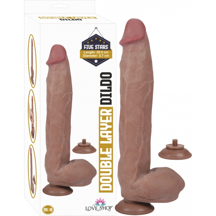 Çift Katmanlı Realistik Dildo 30 cm – Ultra Yumuşak Vantuzlu Model