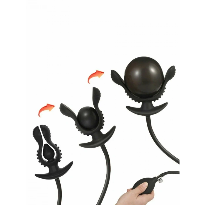 Şişirilebilir Anal Plug – 9 cm Pompalı Silikon Genişletici