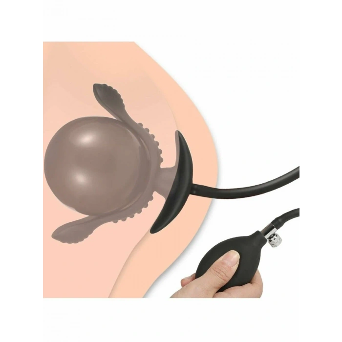 Şişirilebilir Anal Plug – 9 cm Pompalı Silikon Genişletici
