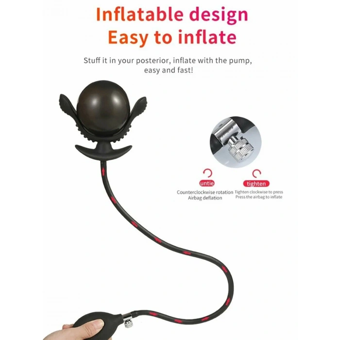 Şişirilebilir Anal Plug – 9 cm Pompalı Silikon Genişletici